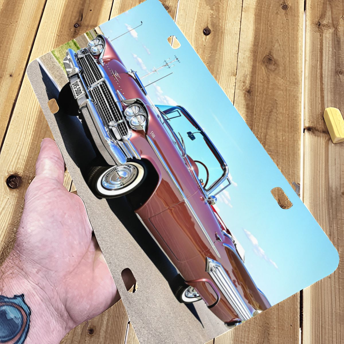 Aluminum License Plate 1958 Dodge Custom Royal Lancer Super D500 Convertible