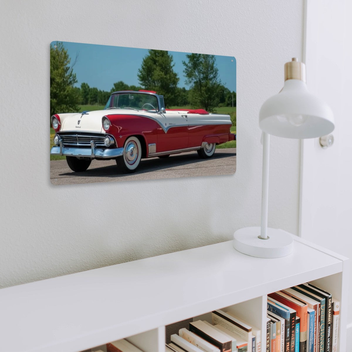 Rectangular Tin Sign Metal Sign Decor 1955 Ford Fairlane Convertible