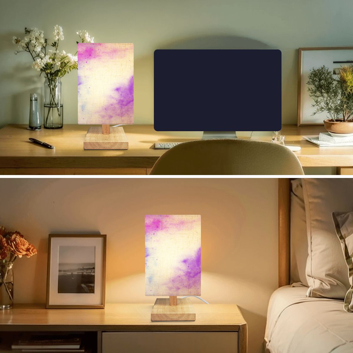 Square Table Lamp Purple