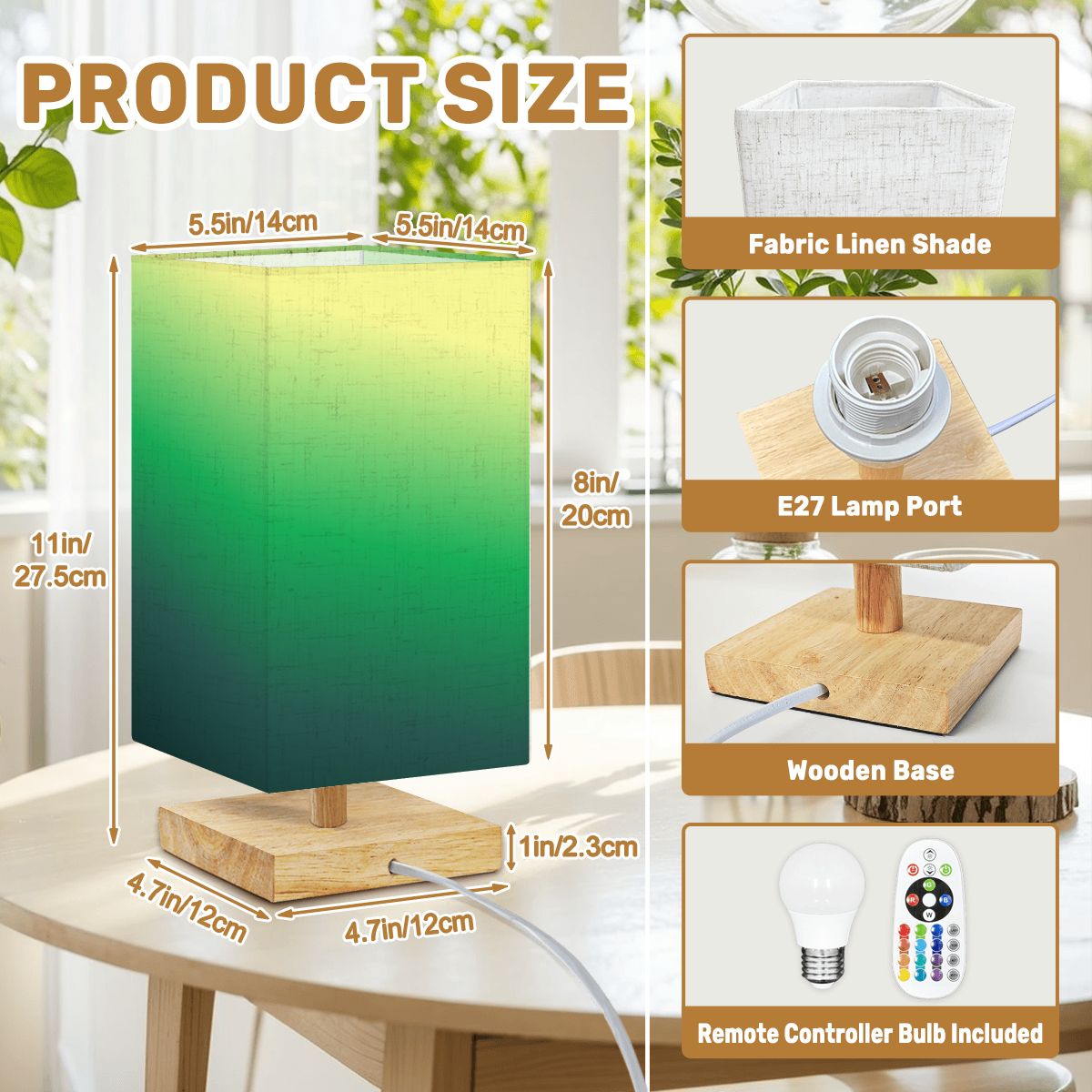 Square Table Lamp Bluegreen