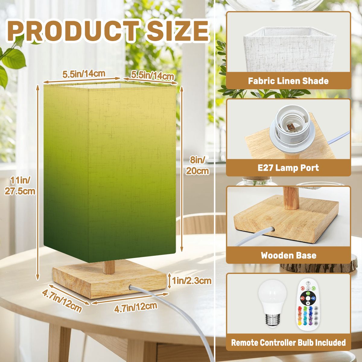 Square Table Lamp Green