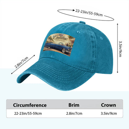 Unisex Washed Denim Baseball Cap Firefly1959 Cadillac De Ville, Blue