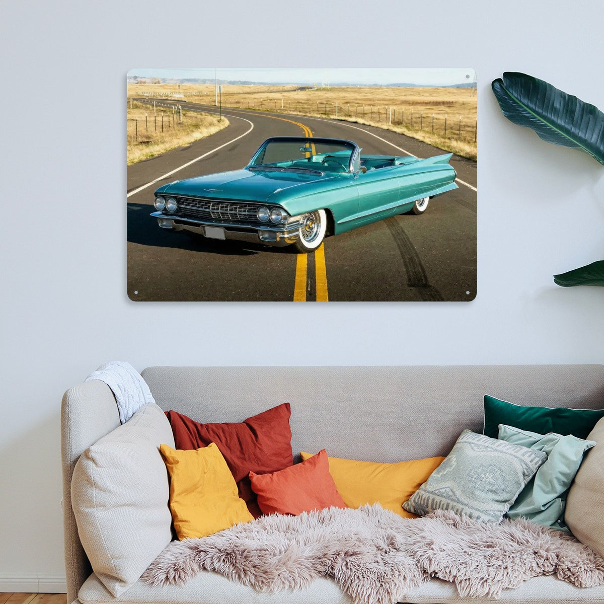 Rectangular Tin Sign Metal Sign Decor 1960 Cadillac Series 62 Convertible