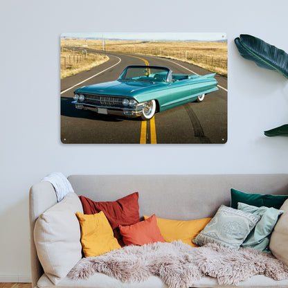 Rectangular Tin Sign Metal Sign Decor 1960 Cadillac Series 62 Convertible