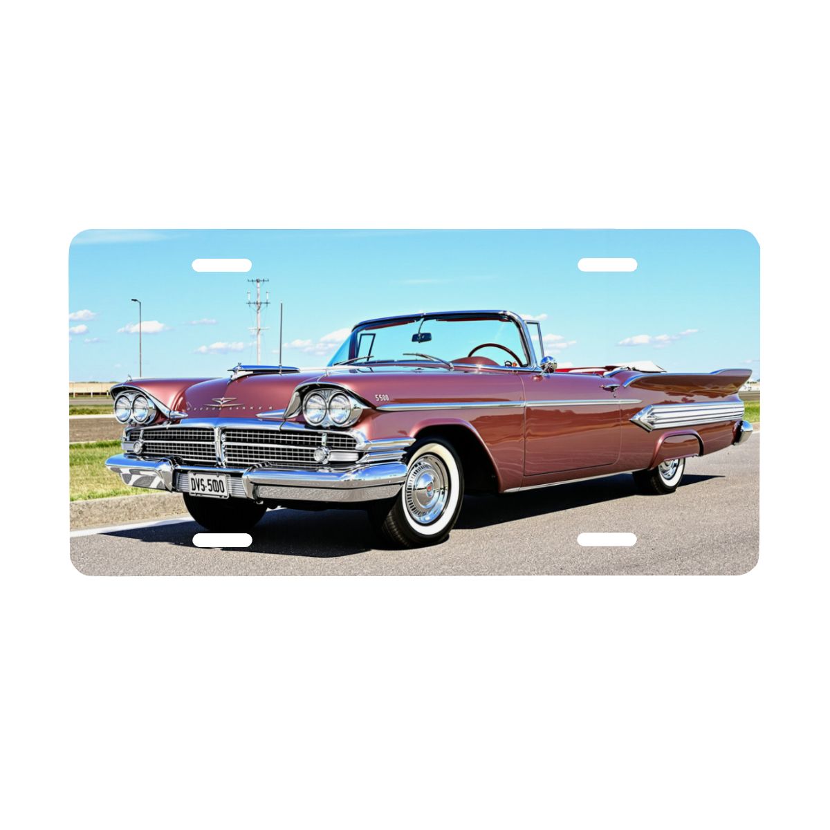 Aluminum License Plate 1958 Dodge Custom Royal Lancer Super D500 Convertible