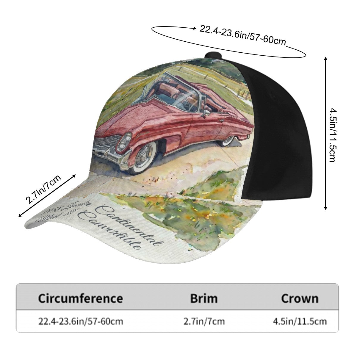Baseball Cap - 1958 Lincoln Continental Mark III Convertible Röd