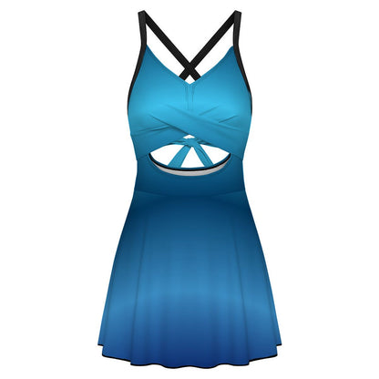Cutout Swim Dress Tummy Control Swimsuit