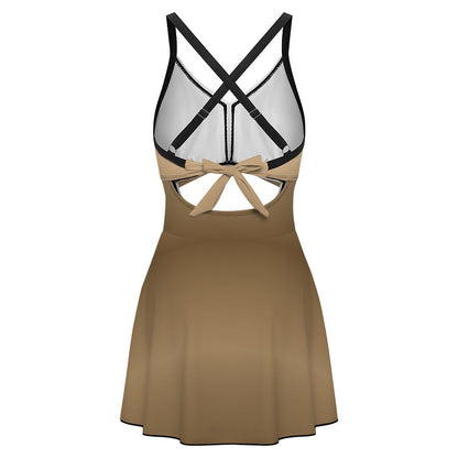 Cutout Swim Dress Tummy Control Swimsuit