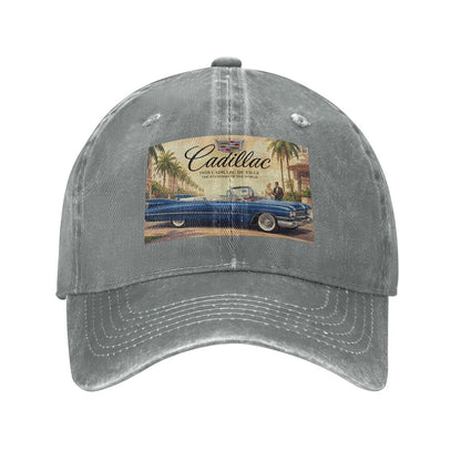 Unisex Washed Denim Baseball Cap Firefly1959 Cadillac De Ville, Blue