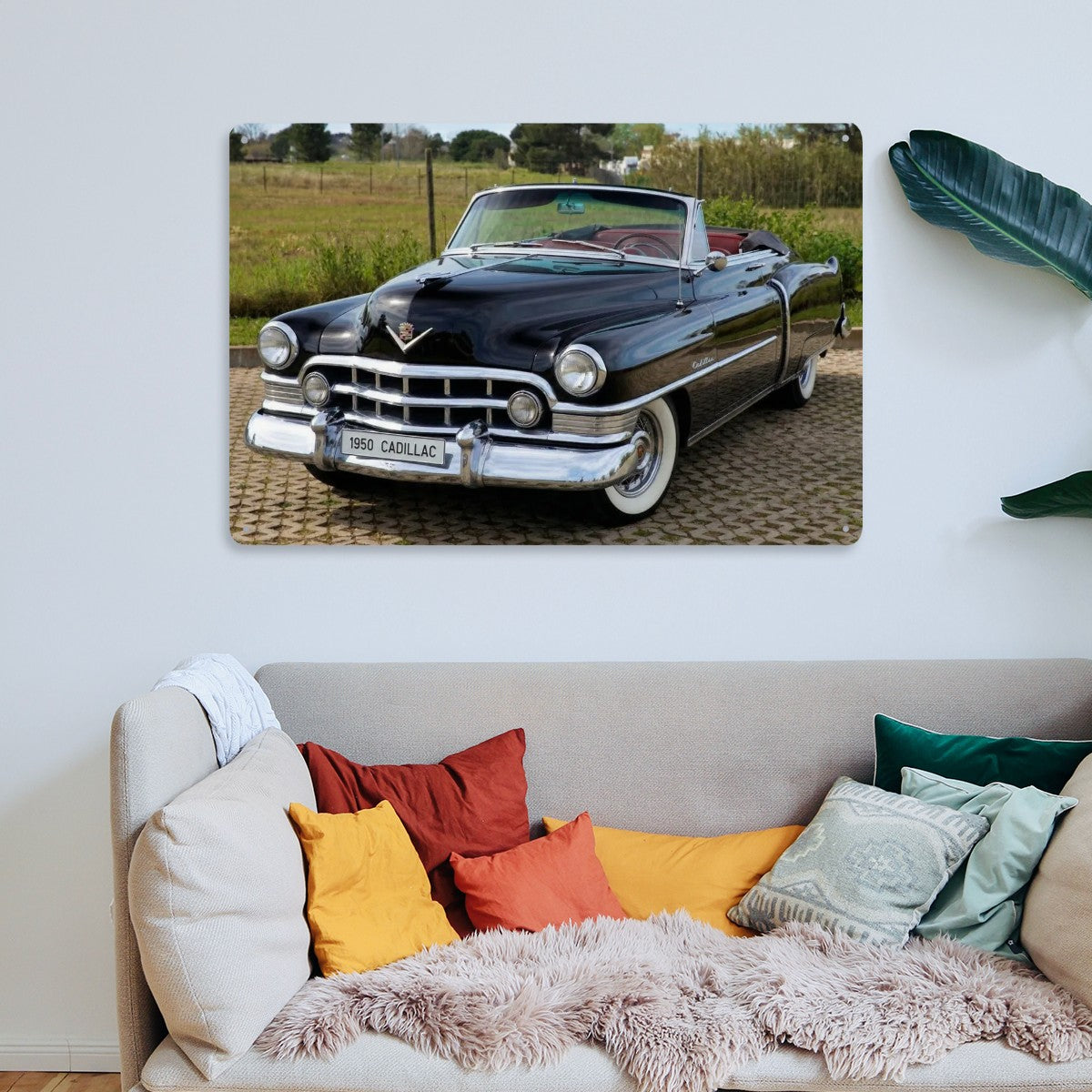 Rectangular Tin Sign Metal Sign Decor 1950 Cadillac Series 62 Convertible