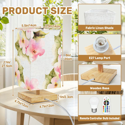 Square Table Lamp Pink Flower