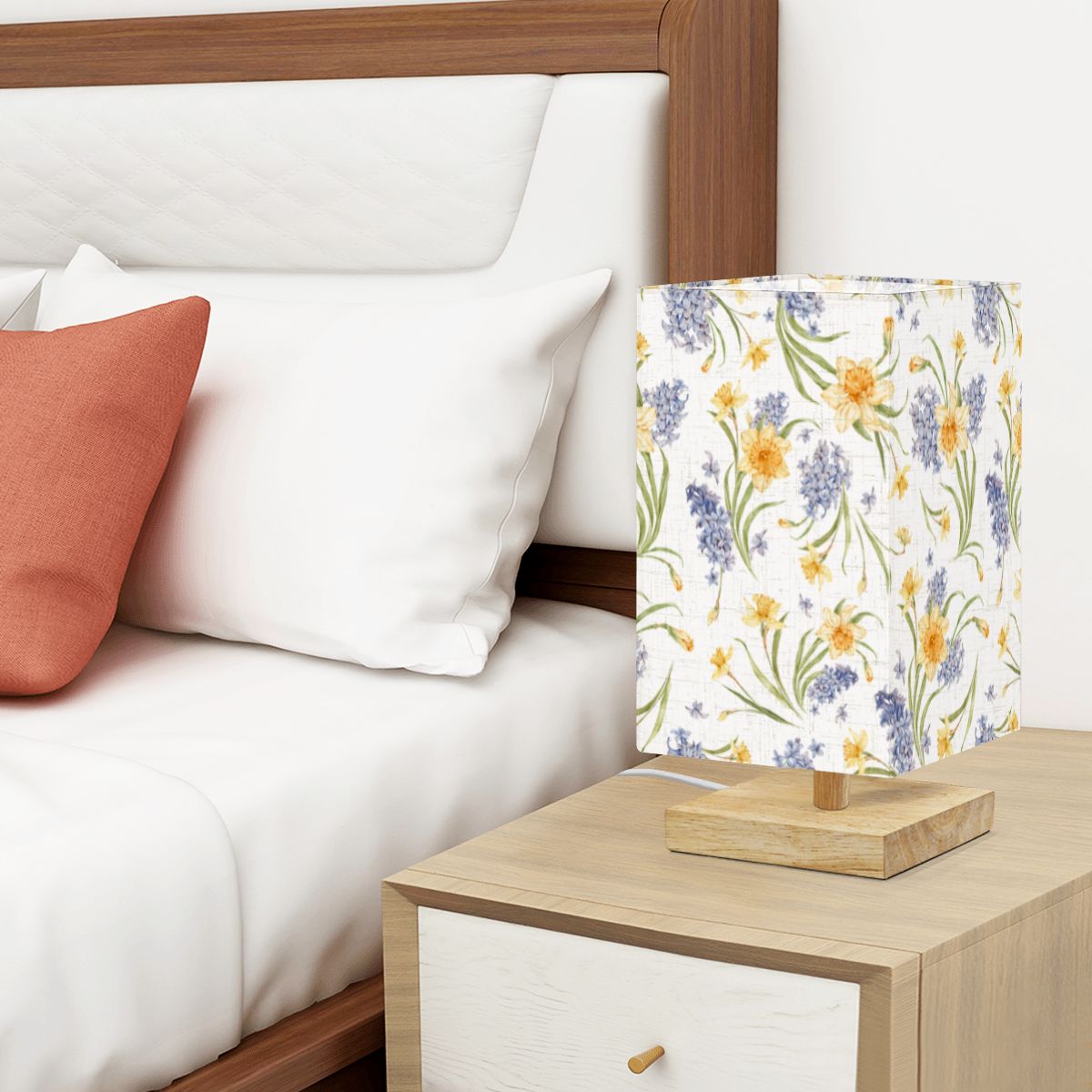 Square Table Lamp Blommönster