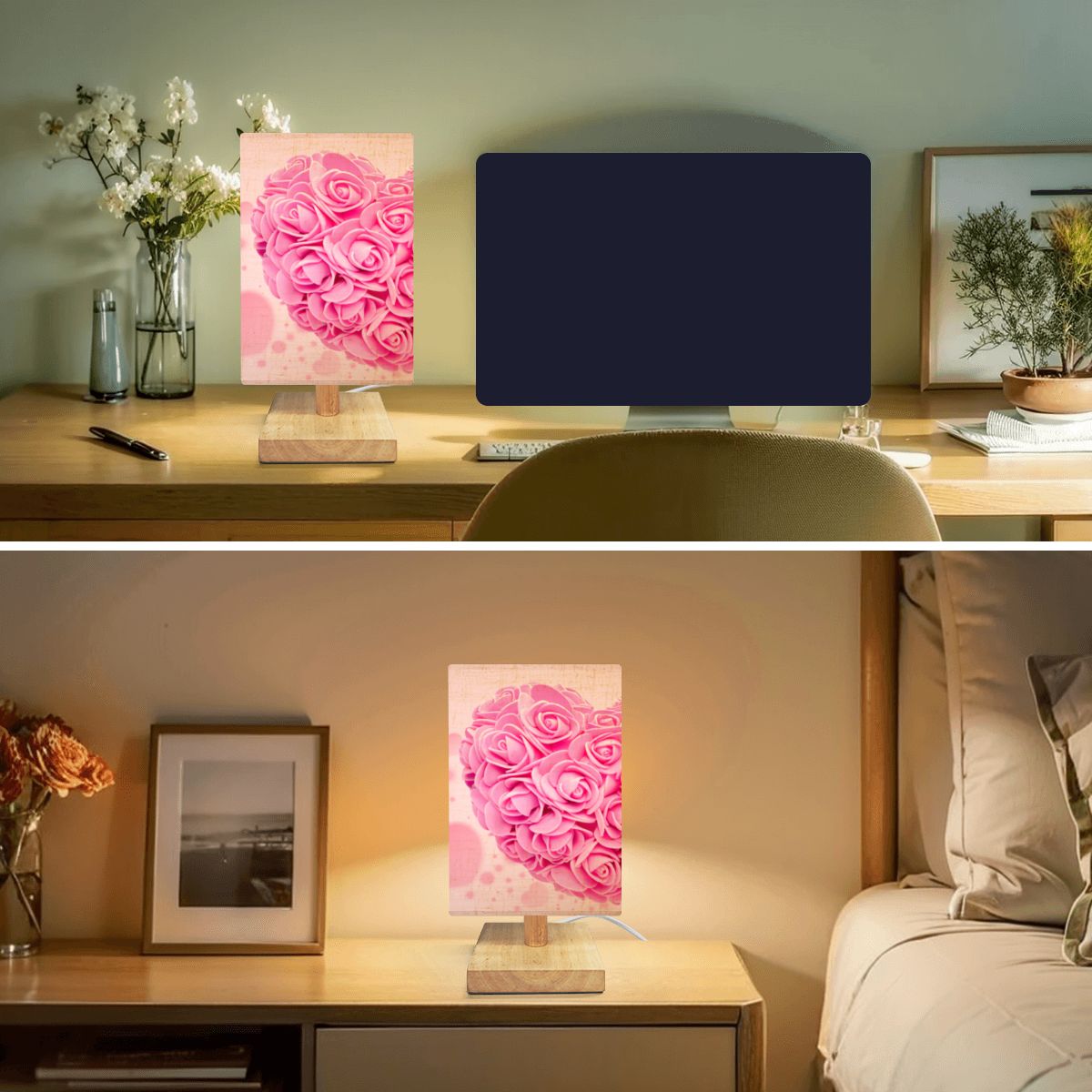 Square Table Lamp Hearts