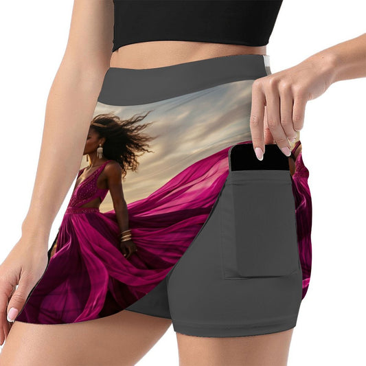 ALine Skort With Pocket Magenta MörkGrå