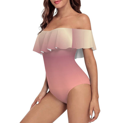 Off Shoulder Ruffle OnePiece Swimsuit