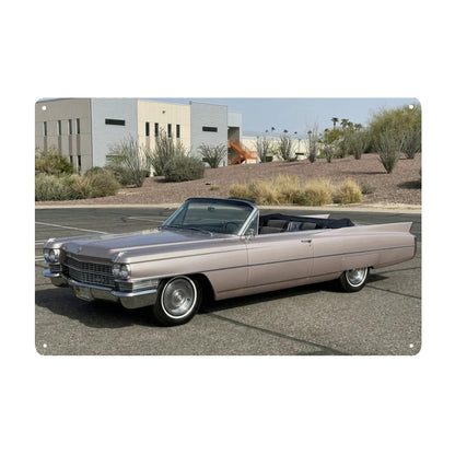 Rectangular Tin Sign Metal Sign Decor 1963 Cadillac Series 62 Convertible