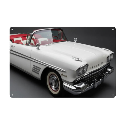 Rectangular Tin Sign Metal Sign Decor 1958 Pontiac Bonneville Convertible