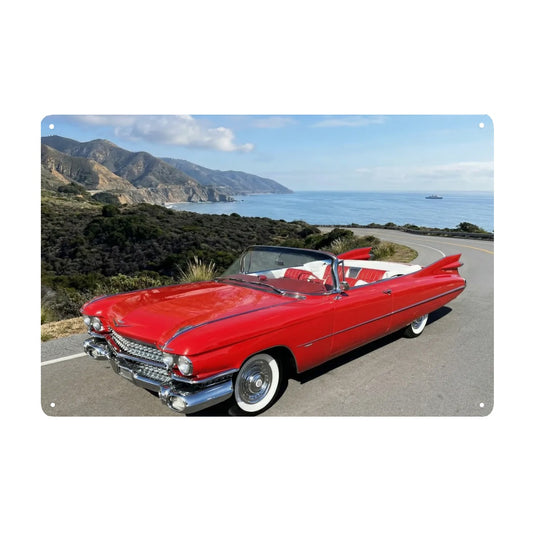 Rectangular Tin Sign Metal Sign Decor 1959 Cadillac Series 62 Convertible