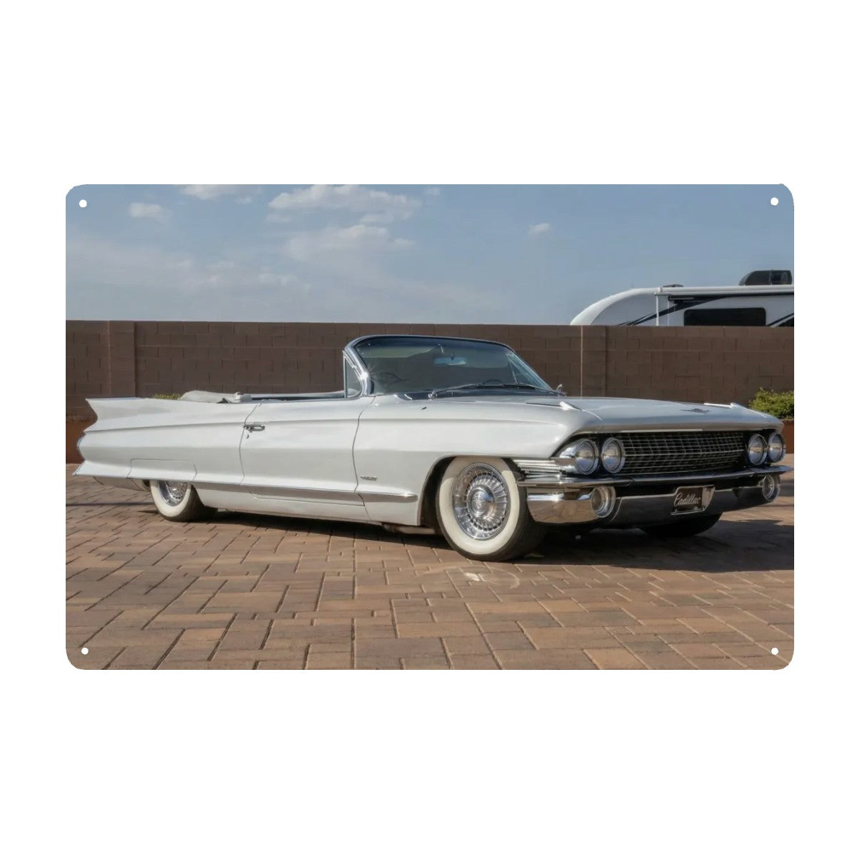 Rectangular Tin Sign Metal Sign Decor 1961 Cadillac Series 62 Convertible