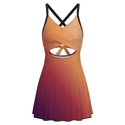 Cutout Swim Dress Tummy Control Swimsuit
