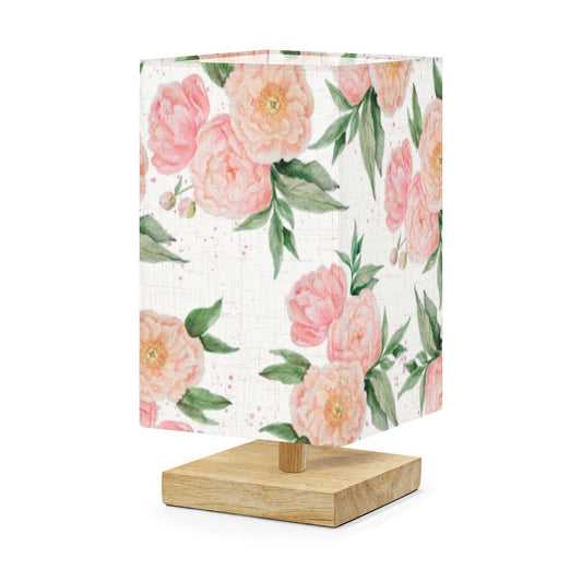 Square Table Lamp Pink Roses
