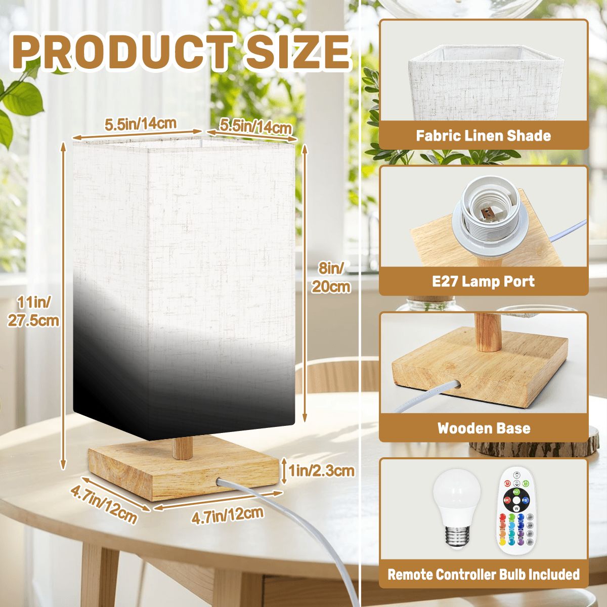 Square Table Lamp Blackwhite