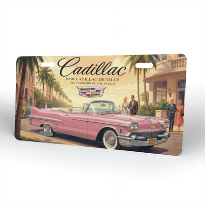 Aluminum License Plate 1958 Cadillac De Ville, Pink