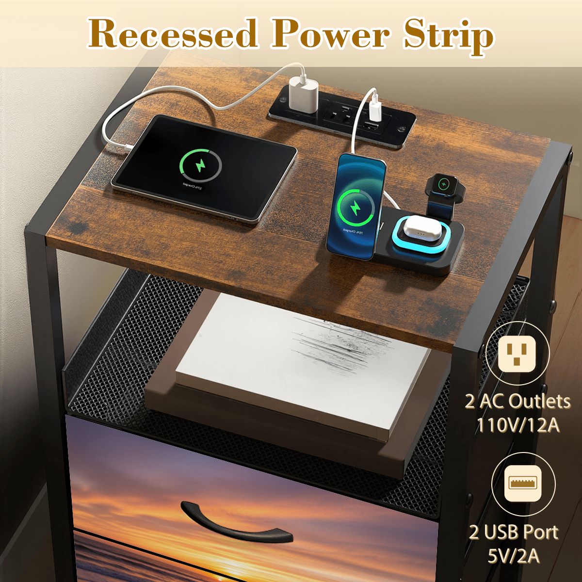 2Drawer Bedside Table 75