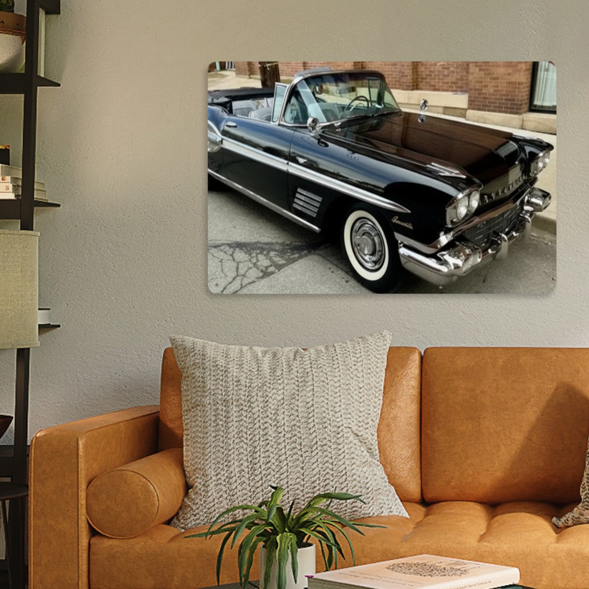 Rectangular Tin Sign Metal Sign Decor 1958 Pontiac Bonneville Convertible