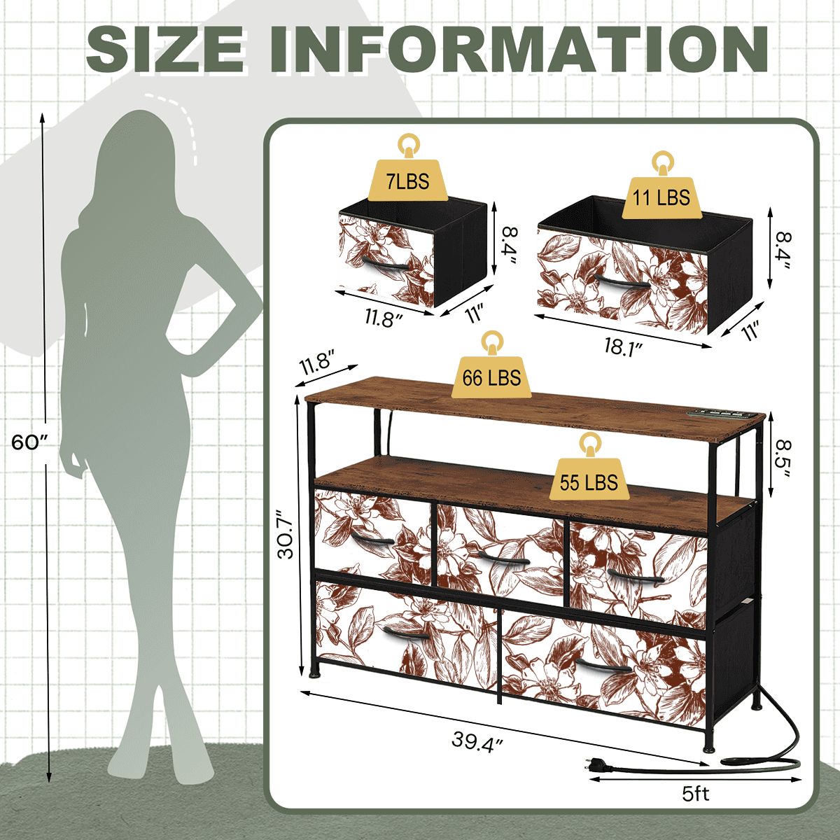 5Drawer TV Stand Dresser