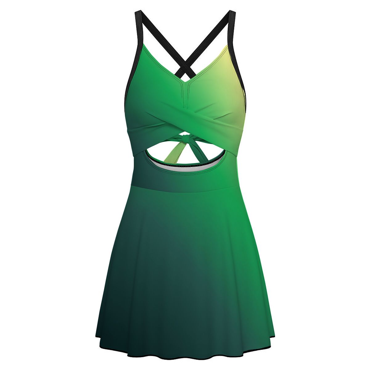 Cutout Swim Dress Tummy Control Swimsuit