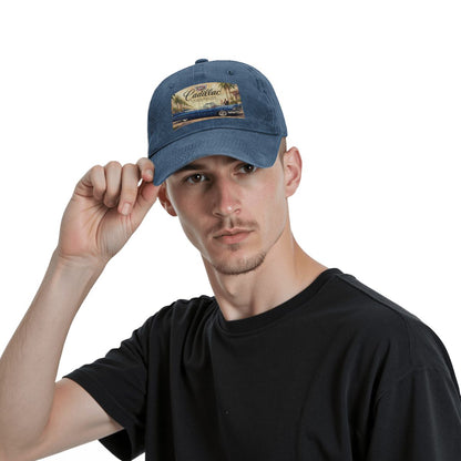 Unisex Washed Denim Baseball Cap Firefly1959 Cadillac De Ville, Blue