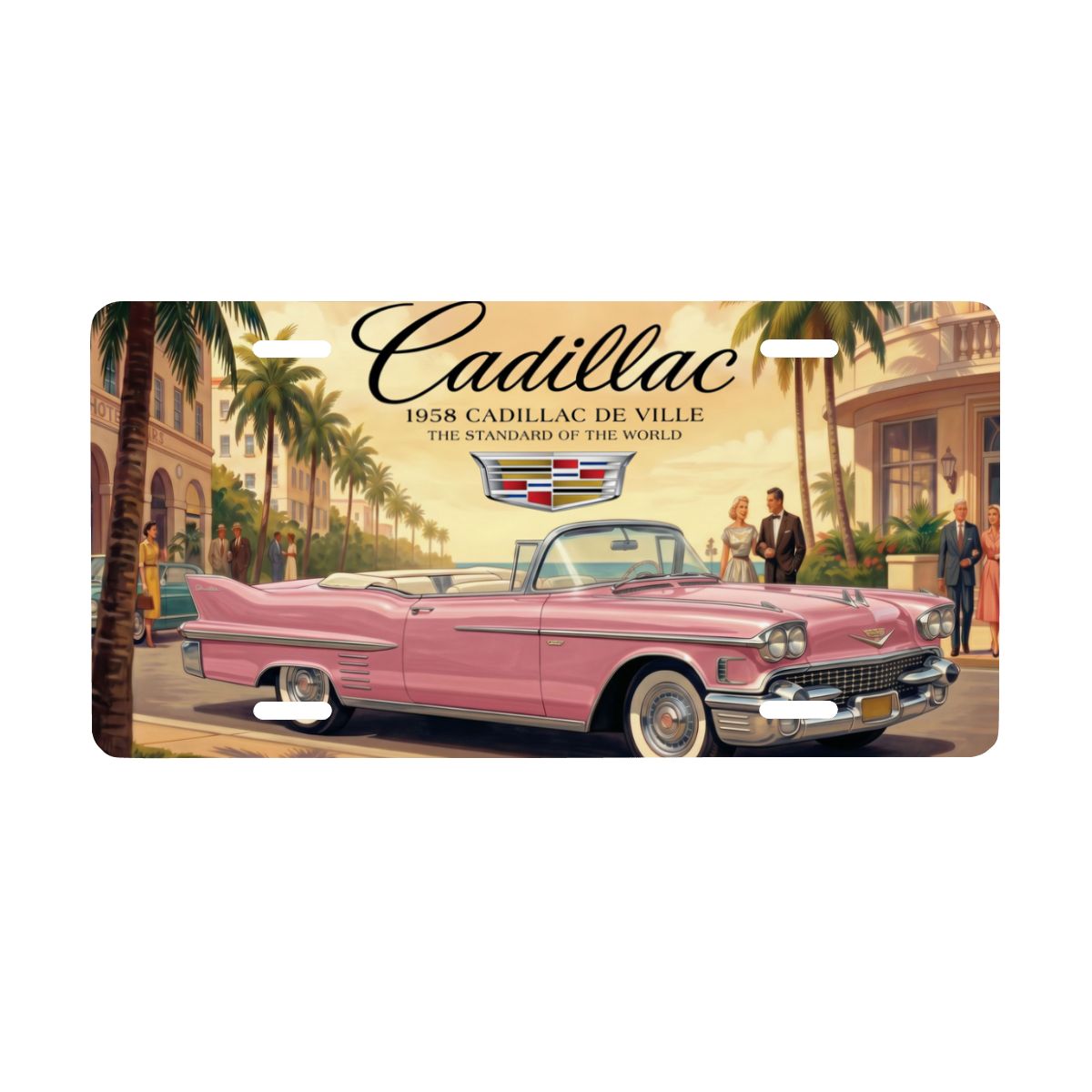 Aluminum License Plate 1958 Cadillac De Ville, Pink