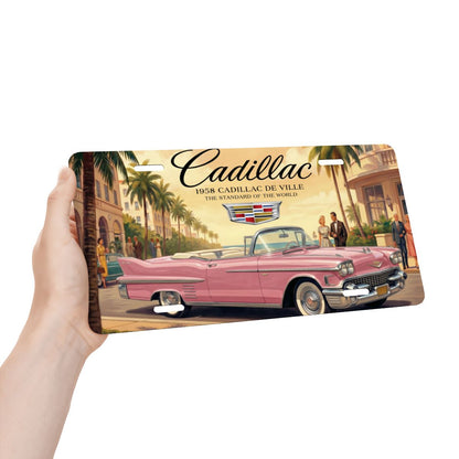 Aluminum License Plate 1958 Cadillac De Ville, Pink