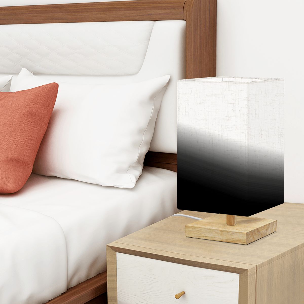 Square Table Lamp Blackwhite