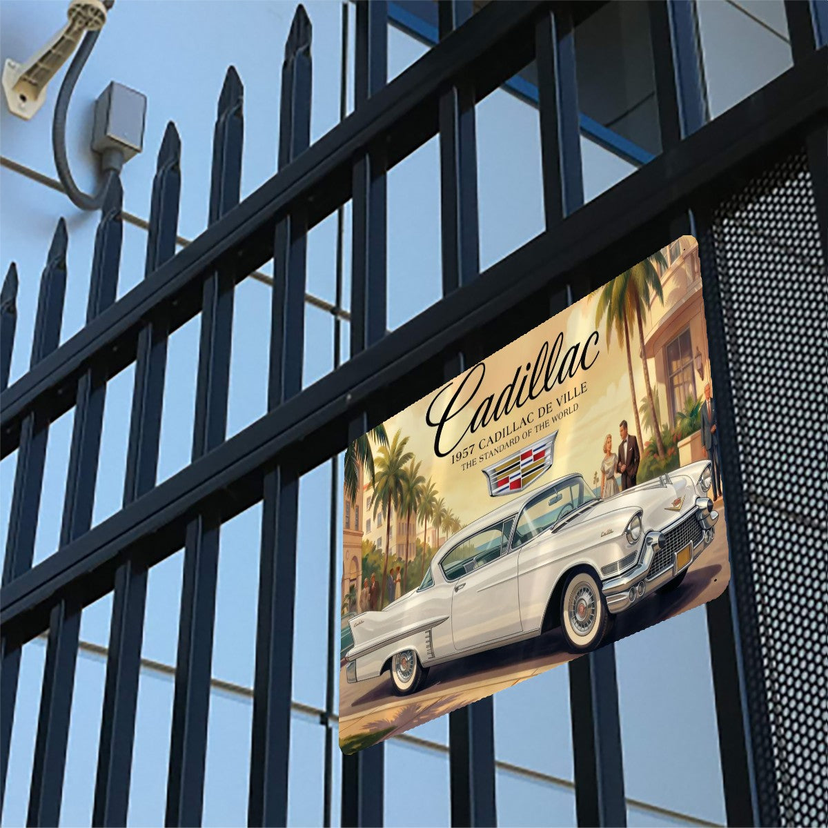 Metal Signs Outdoor 1957 Cadillac De Ville, White