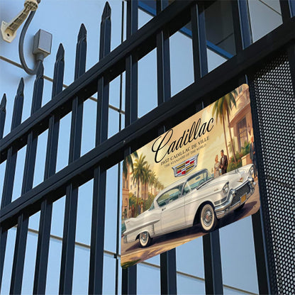 Metal Signs Outdoor 1957 Cadillac De Ville, White