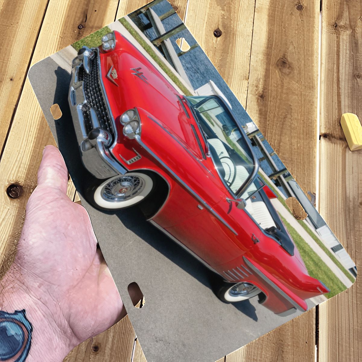 Aluminum License Plate 1958 Cadillac Series 62 Convertible