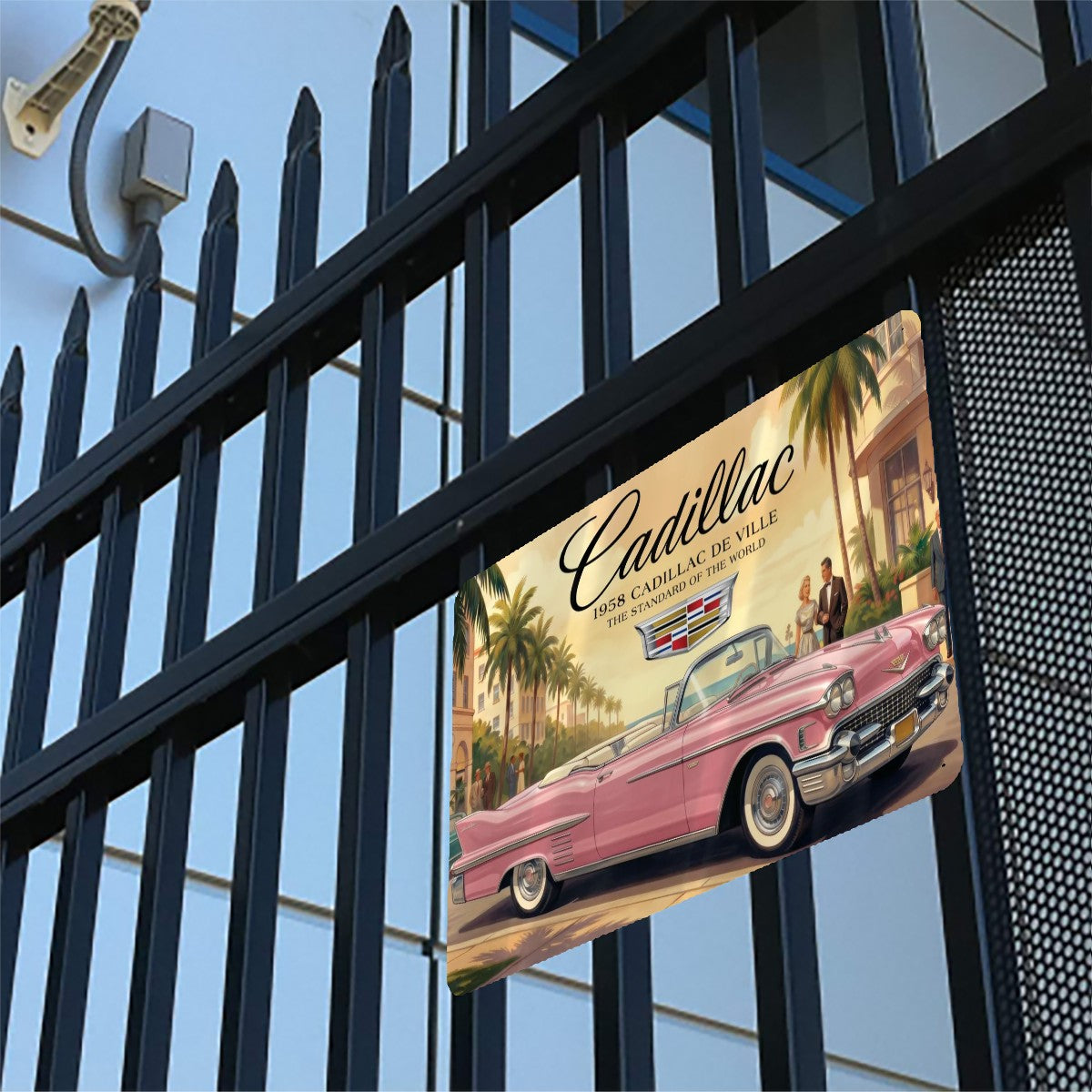 Metal Signs Outdoor 1958 Cadillac De Ville, Pink