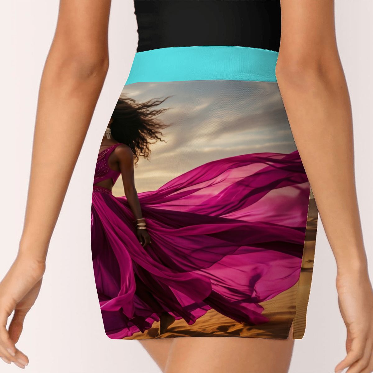ALine Skort With Pocket Magenta Turkosblå
