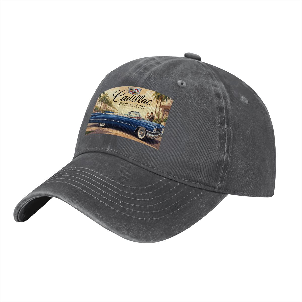 Unisex Washed Denim Baseball Cap Firefly1959 Cadillac De Ville, Blue