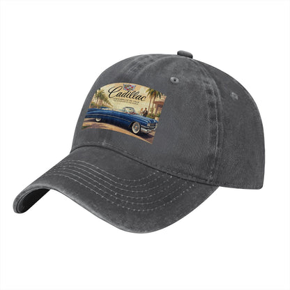 Unisex Washed Denim Baseball Cap Firefly1959 Cadillac De Ville, Blue