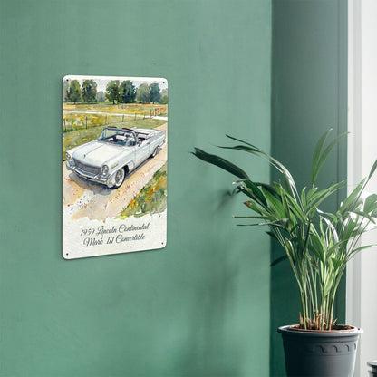 Tin Sign Rectangular 1959 Lincoln Continental Mark III Convertible Vit