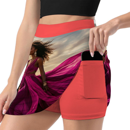 ALine Skort With Pocket Magenta Korallröd
