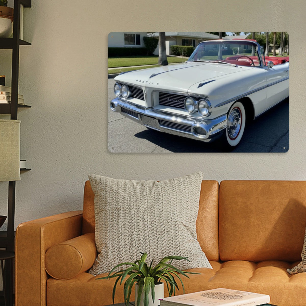 Rectangular Tin Sign Metal Sign Decor 1959 Pontiac Bonneville Convertible