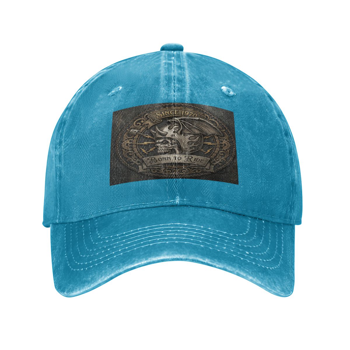 Unisex Washed Denim Baseball Cap BORN TO RIDE