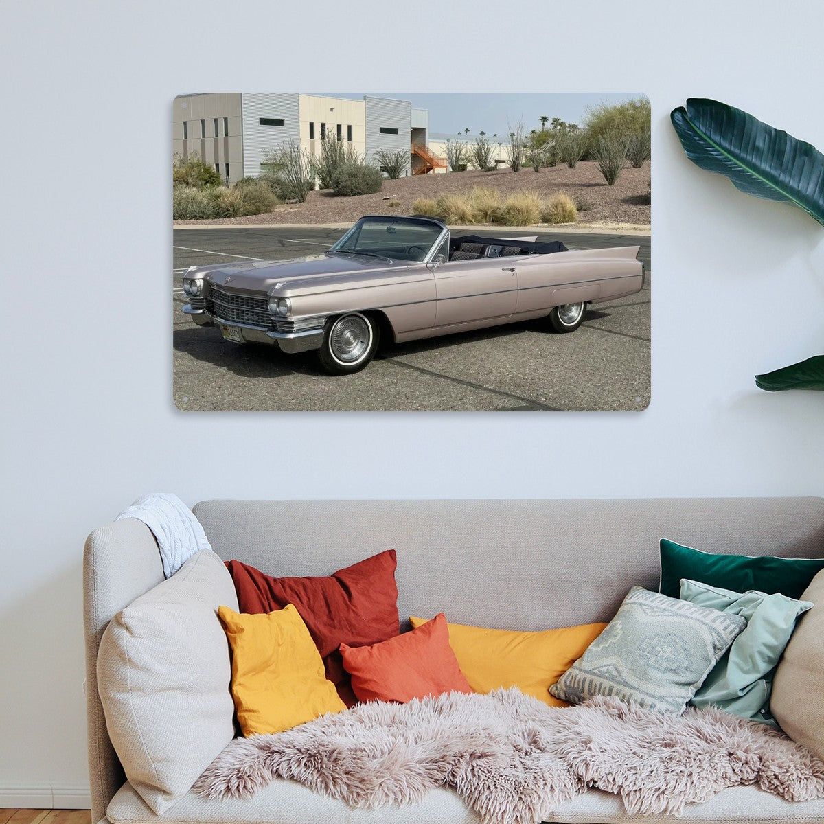 Rectangular Tin Sign Metal Sign Decor 1963 Cadillac Series 62 Convertible