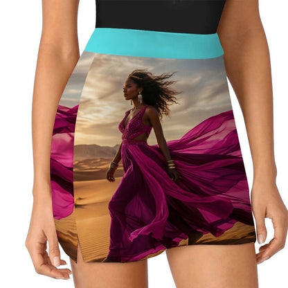 ALine Skort With Pocket Magenta Turkosblå
