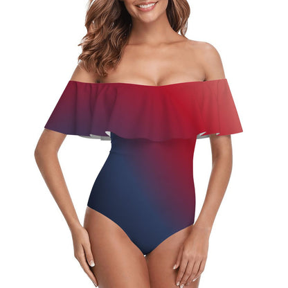 Off Shoulder Ruffle OnePiece Swimsuit