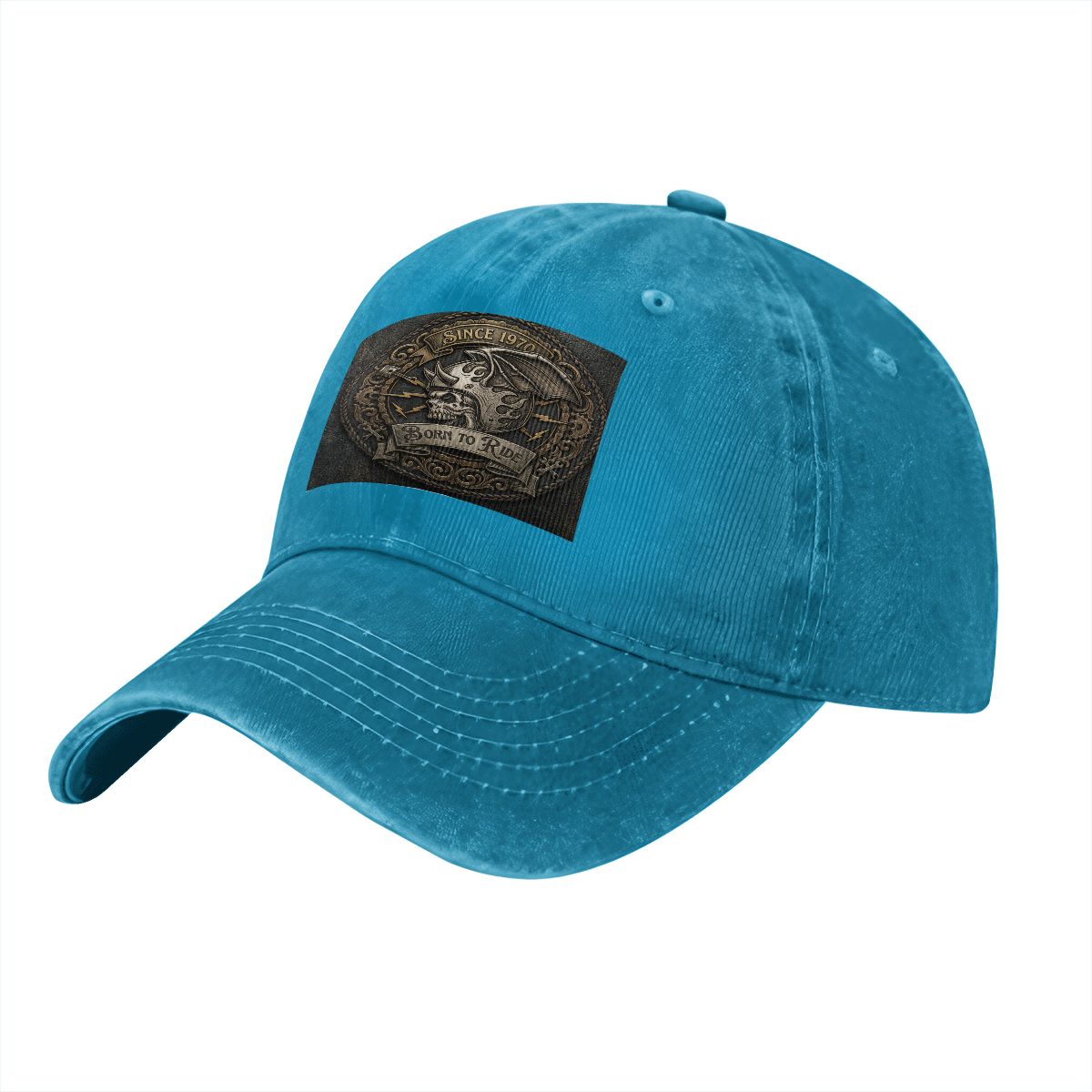 Unisex Washed Denim Baseball Cap BORN TO RIDE